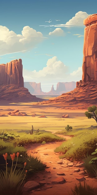 Illustrazione di alta qualità delle praterie del paesaggio del Wild West
