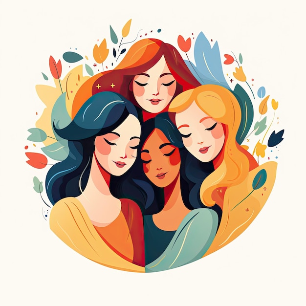 Illustrazione di amiche in stile cartone animato