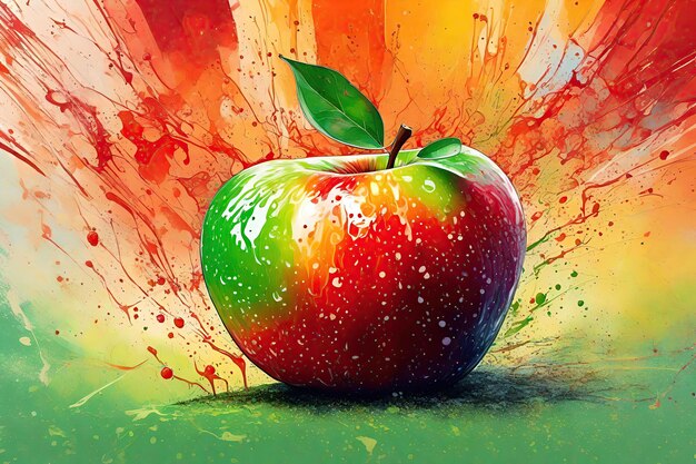 Illustrazione di Apple con spruzzi di vernice colorata