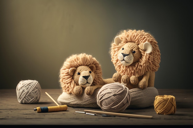 Illustrazione di arte della maglia del leone carina