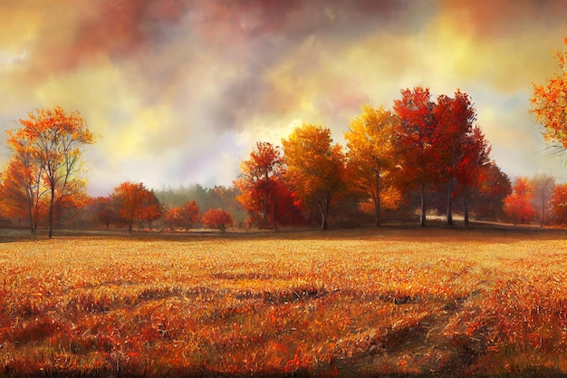 Illustrazione di arte di concetto del campo di autunno
