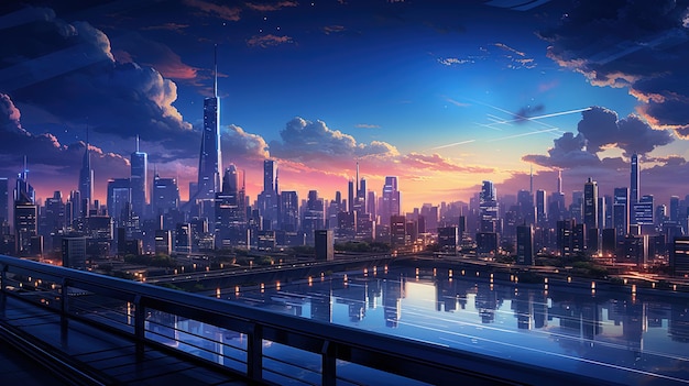 illustrazione di arte digitale degli skyline urbani AI generativa