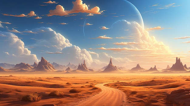 illustrazione di arte digitale del miraggio del deserto AI generativa