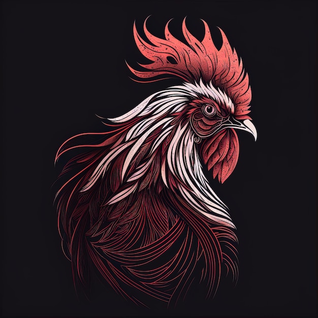 illustrazione di arte digitale di una testa di gallo perfetta per il tuo design, tatuaggio, logo, t-shirt o stampe.