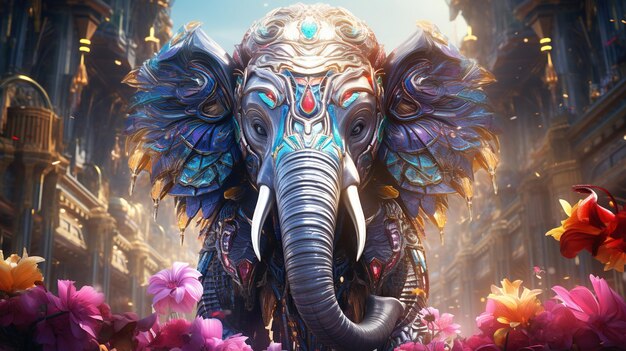 Illustrazione di arte digitale elefante antropomorfo