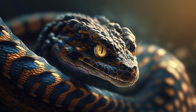 Illustrazione di arte digitale serpente IA generativa