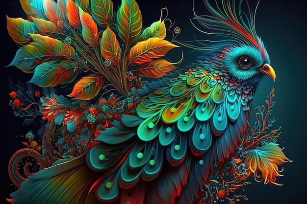 Illustrazione di arte digitale uccello colorato
