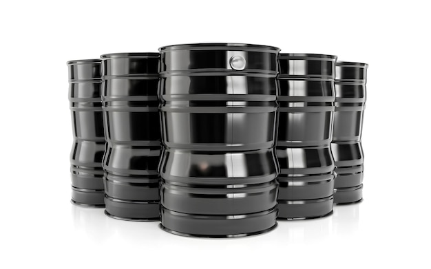 illustrazione di barili di petrolio in metallo nero