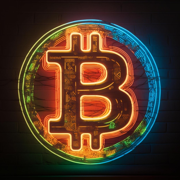 illustrazione di bitcoin al neon