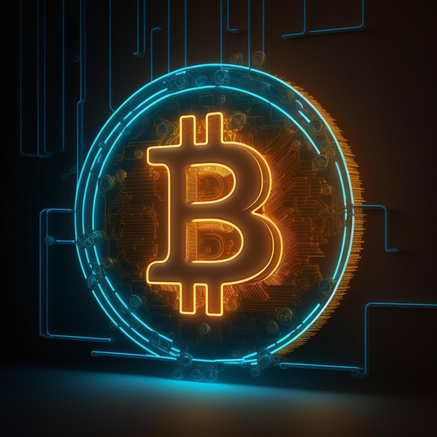 illustrazione di bitcoin al neon