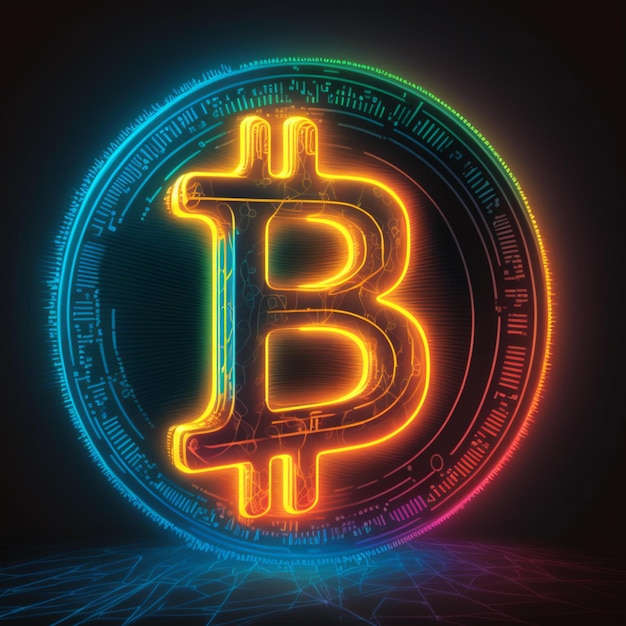illustrazione di bitcoin al neon