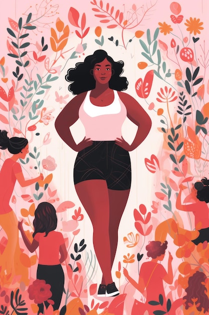Illustrazione di Body positive oltre gli stereotipi donne che si amano così come sono