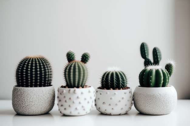 Illustrazione di cactus minimalista verde AI generativa