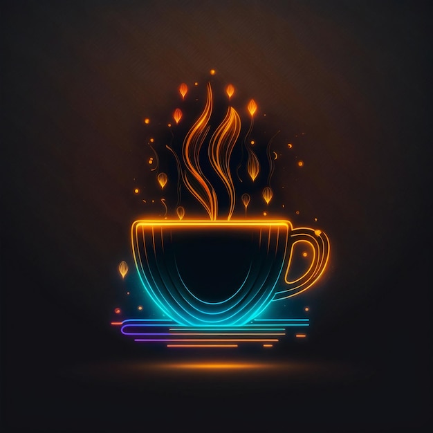 illustrazione di caffè al neon