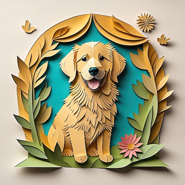 Illustrazione di cani carini in stile vettoriale di origami per la progettazione di magliette e la decorazione della casa