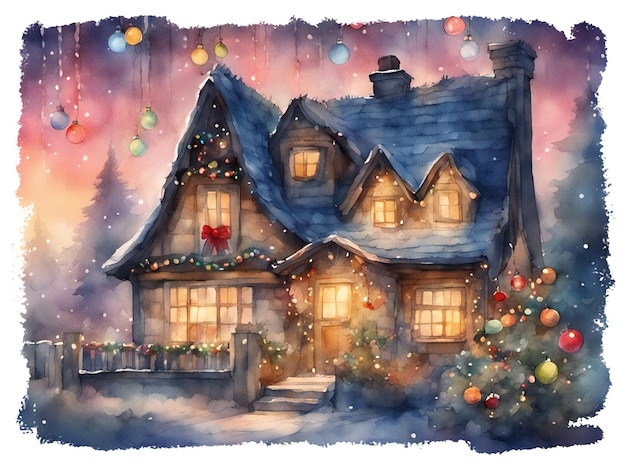 Illustrazione di capricciosi cottage di Natale