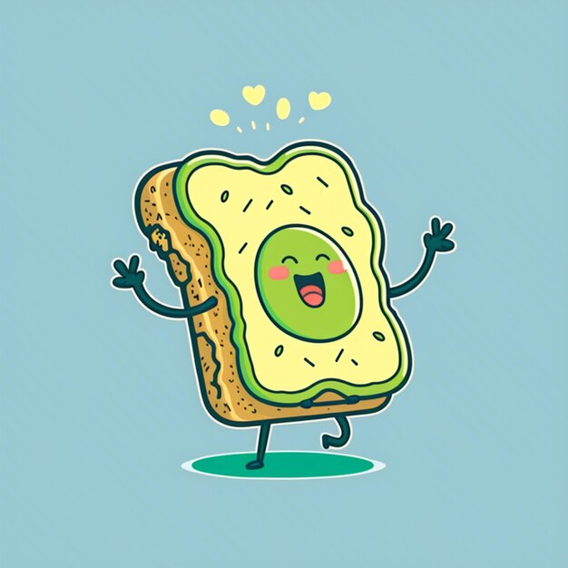 illustrazione di cartone animato di un panino tostato con una faccia felice generativa ai