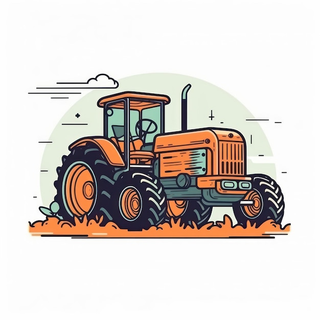 Illustrazione di cartone animato di un trattore giallo