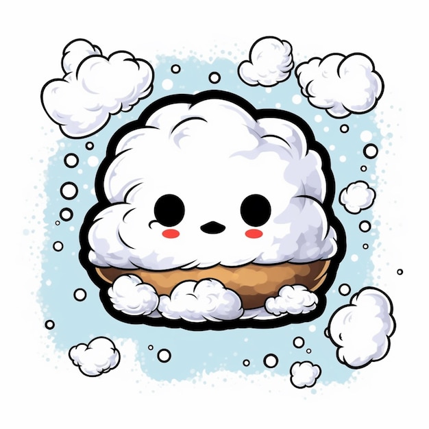 illustrazione di cartone animato di una nuvola soffice con una faccia e occhi generativa ai