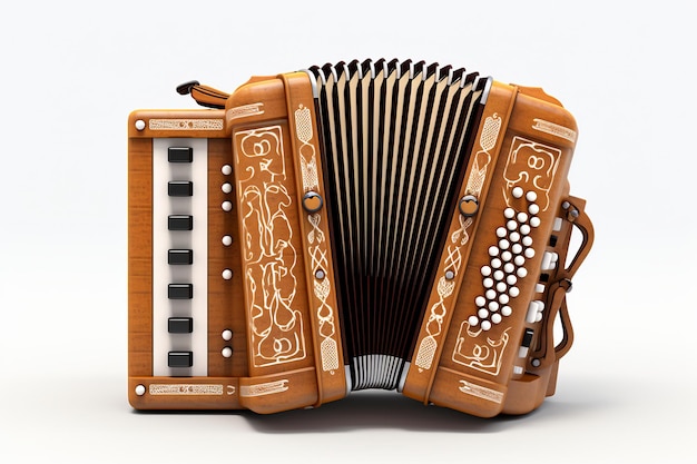 illustrazione di cartone animato in legno 3d render accordeon classico Generative ai