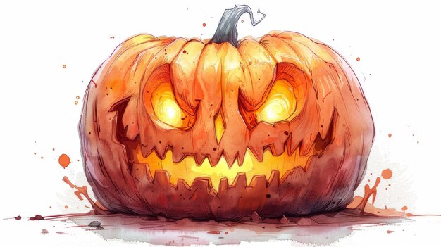 Illustrazione di cartone animato isolato di una lanterna di zucca divertente