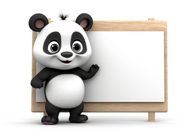 illustrazione di cartone animato orso panda con un cartello vuoto