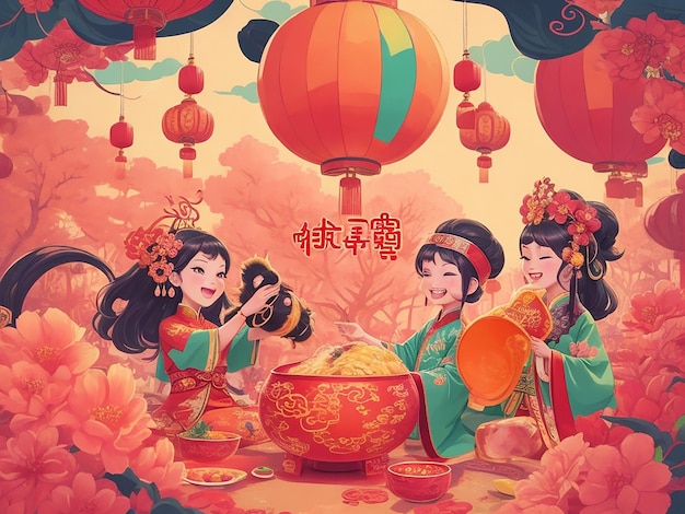 Illustrazione di cartoni animati del Capodanno cinese