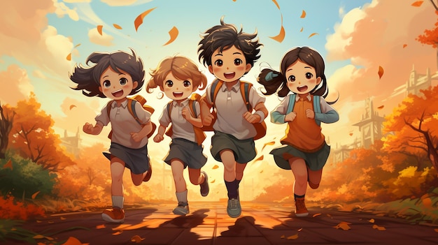 Illustrazione di cartoni animati di bambini che giocano a palla