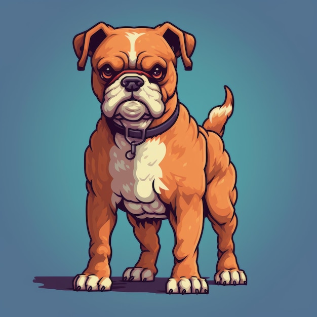 Illustrazione di cartoni animati di Bulldog in stile retrostile per il gioco 2D