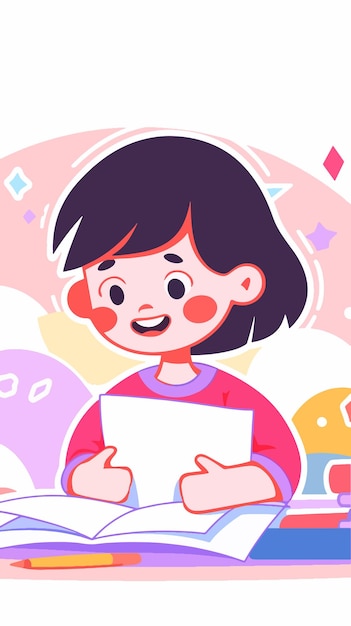 Illustrazione di cartoni animati disegnati a mano di bambini che imparano