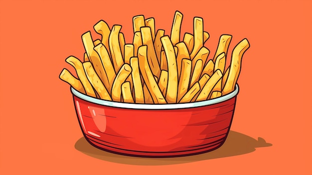 illustrazione di cartoni animati disegnati a mano di deliziose patatine fritte
