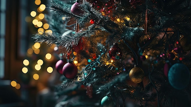 Illustrazione di ciarlatani di Natale appesi ad un albero