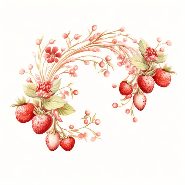 Illustrazione di clipart dell'acquerello dell'arco della fragola dell'acquerello