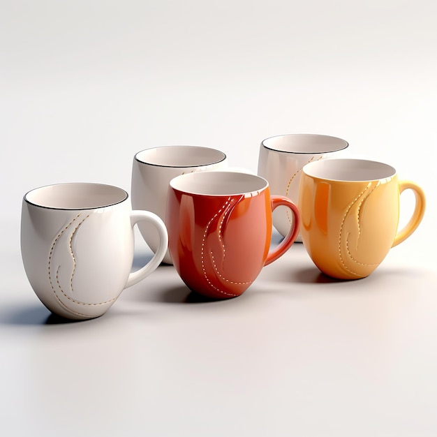 illustrazione di Coffee Mugs SetRendering 3D di un set di caffè