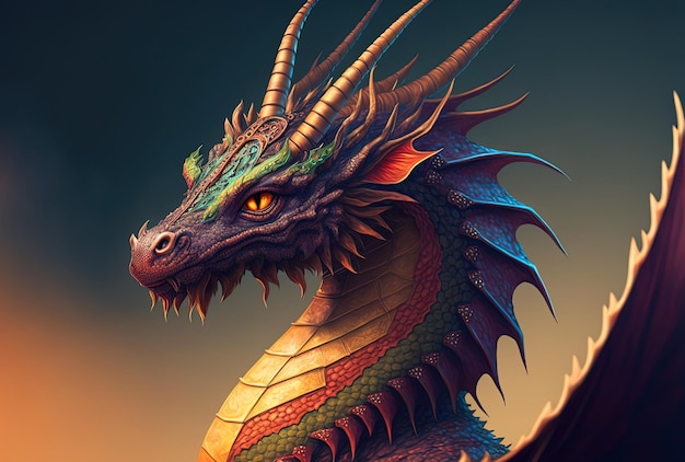 Illustrazione di concetto realistico digitale di un drago
