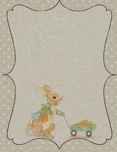 Illustrazione di coniglio, biglietto di auguri con coniglio, biglietto d'autunno, giorno del ringraziamento, invito