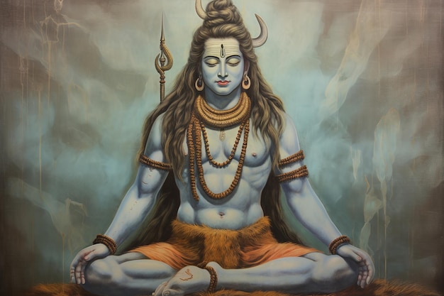 illustrazione di Craft un dipinto dettagliato che raffigura il Signore Shiva con