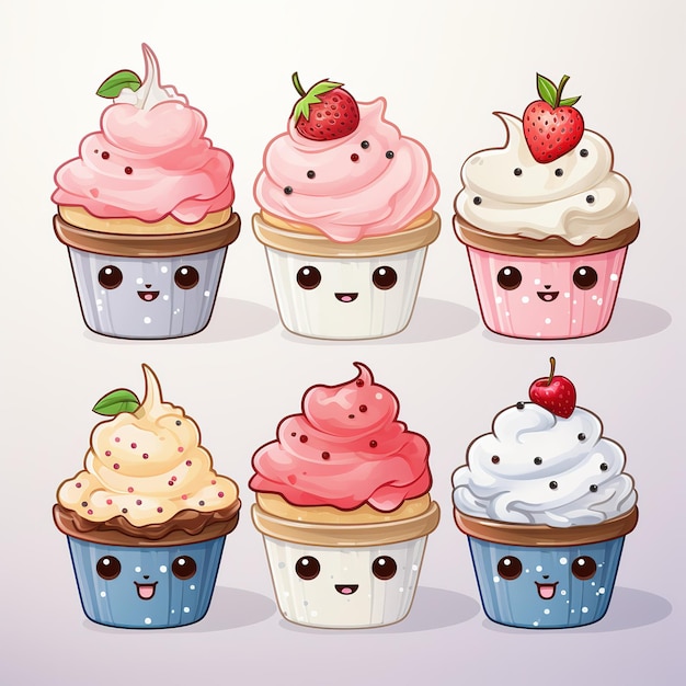 illustrazione di cupcake carino kawaii