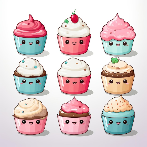 illustrazione di cupcake carino kawaii