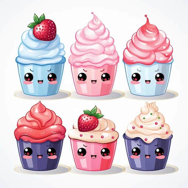 illustrazione di cupcake carino kawaii