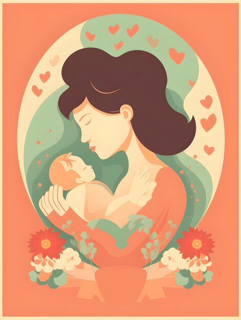 Illustrazione di decorazione semplice e colorata per la mamma con un modello di biglietto d'auguri per la bozza di invito del bambino appena nato Congratulazioni per avere una collezione di biglietti d'auguri appena nata