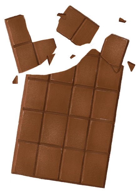 Illustrazione di dessert con adesivo png di barretta di cioccolato sullo sfondo trasparente