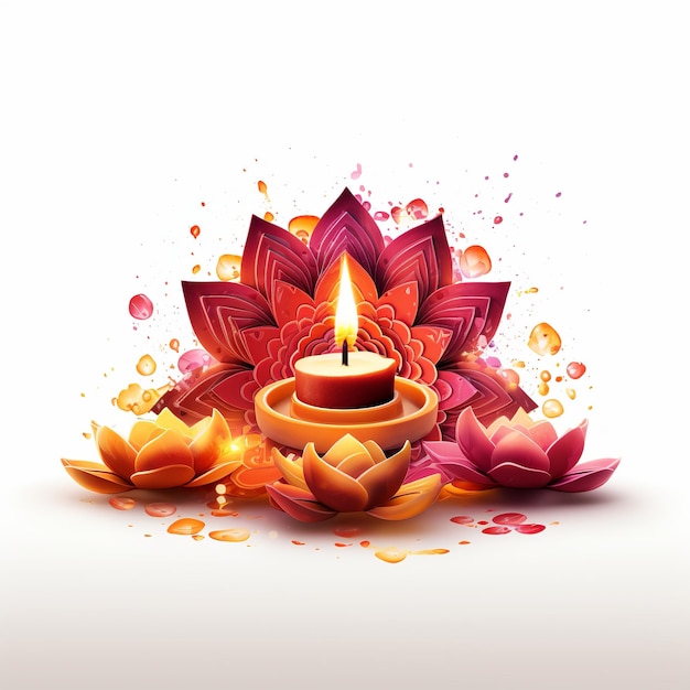 illustrazione di Diwali celebrata su sfondo bianco