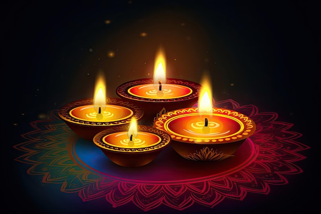 Illustrazione di diya alla celebrazione di Diwali