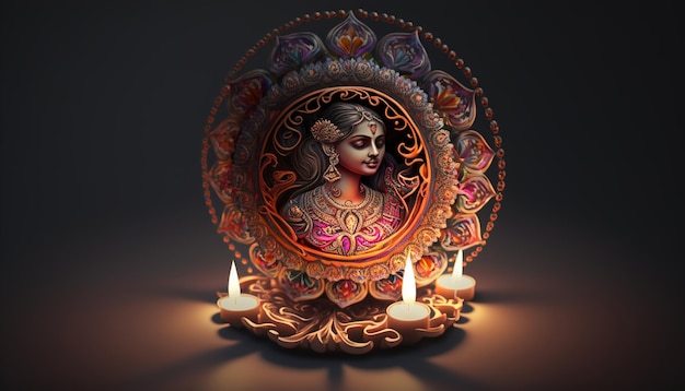 Illustrazione di diya sull'illustrazione della celebrazione di Diwali