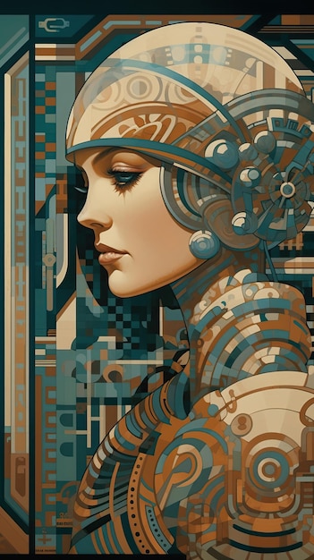 Illustrazione di donna e art deco AI generata