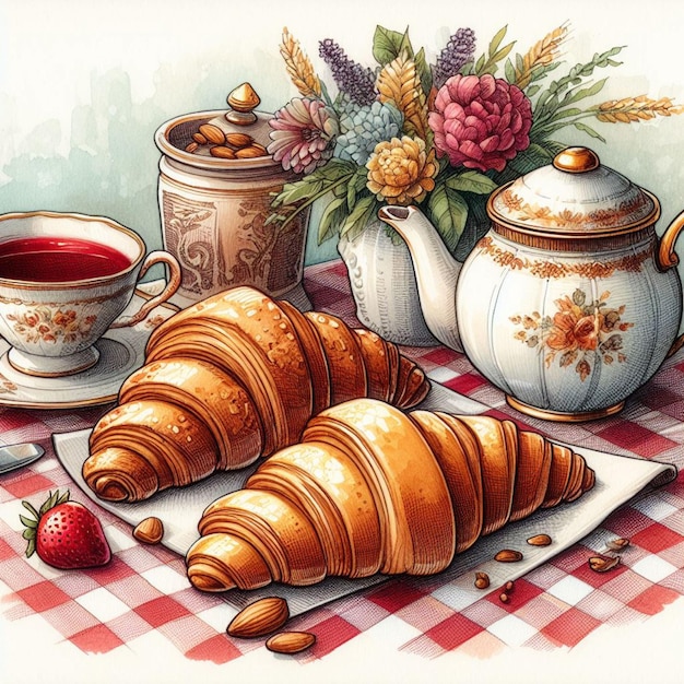 Illustrazione di due croissant