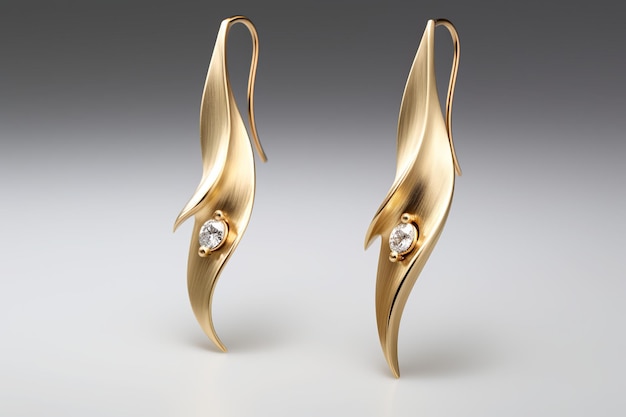 illustrazione di Ear Hook Melting Forme astratte Diamanti d'oro 18k Flush