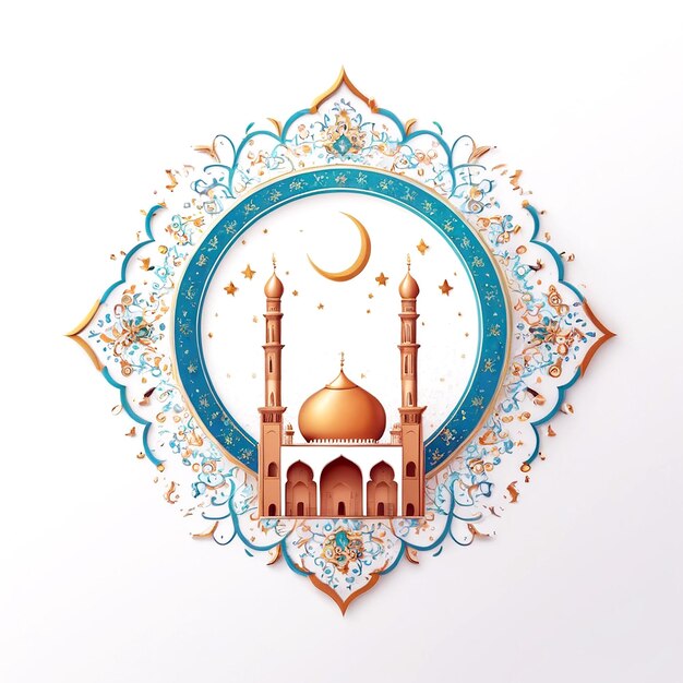 Illustrazione di Eid Mubarak su sfondo bianco