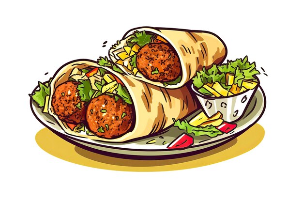 Illustrazione di falafel Illustrazione di cibo IA generativa